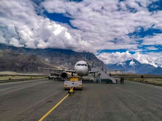 An aircraft on the tarmac at Skardu International Airport
